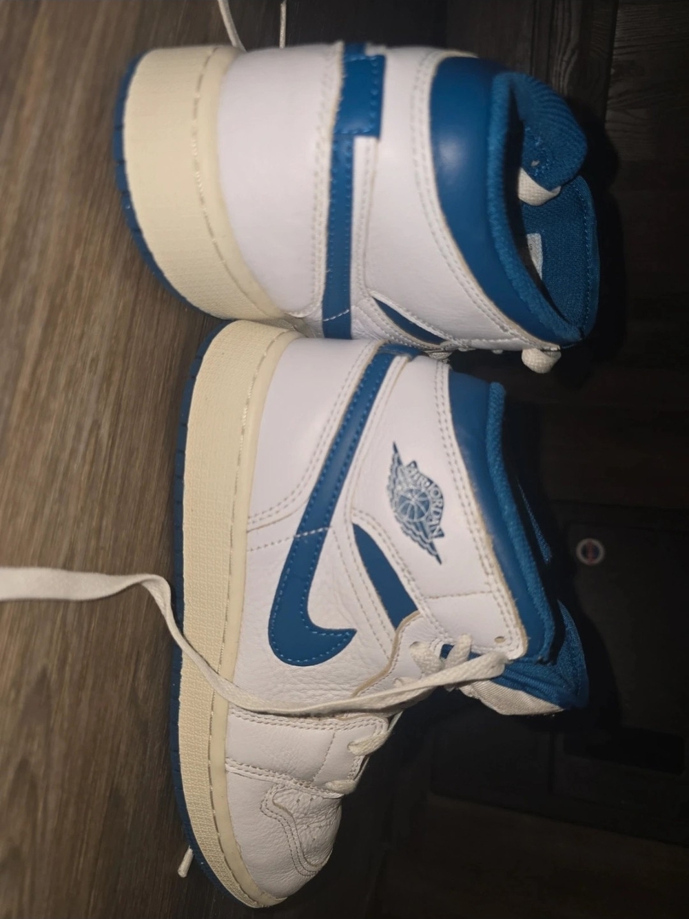 Jordan Kids White and Blue High-Top Sneakers